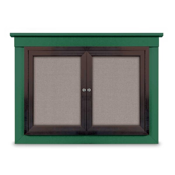 60"x36" 2-Door Enclosed Outdoor Letterboard, Hdr, Black Felt/Satin